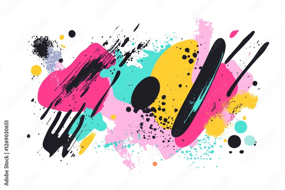 Poster abstract colorful paint splatters design element