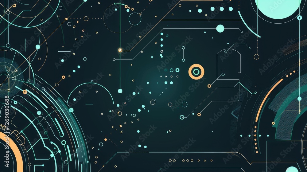 Poster A modern interactive digital background featuring abstract shapes and lines. This design captures a futuristic look perfect for technology-themed projects.