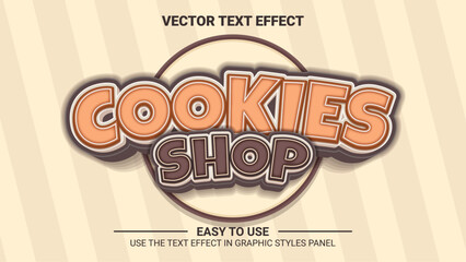 3d cookies shop editable text effect
