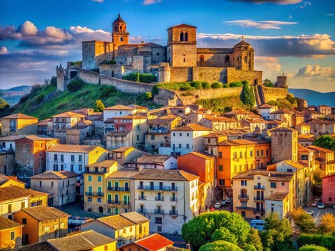 Majestic Melfi Castle, Basilicata, Italy: Vertical View of Historic Cityscape