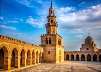 Fototapeta premium Majestic Minaret: Ibn Tulun Mosque, Cairo, Egypt - Architectural Detail