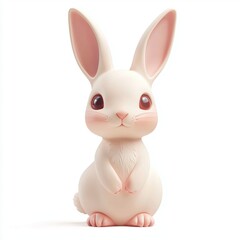 Obraz premium Adorable rabbit figurine with soft pastel colors, isolated on white