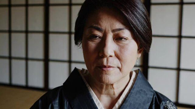 Middle Aged Japanese Women Wear Kimono.