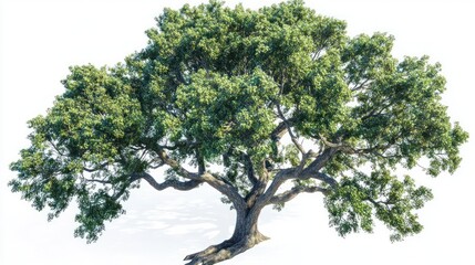 Lush green tree, isolated on white, nature background, website design