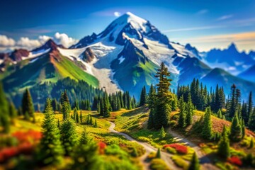 Majestic Mt. Baker Panoramic: Artist Point Hiking Trail Tilt-Shift Photography