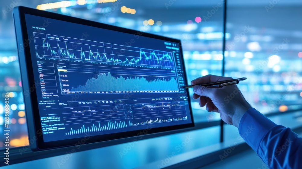 Poster data analysis insights digital workspace infographic high-tech environment close-up view business in