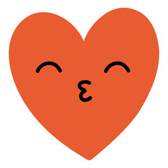 Cute red heart. Flat illustration