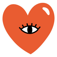 Cute red heart. Flat illustration