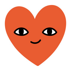 Cute red heart. Flat illustration