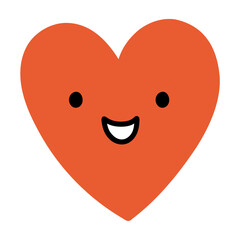 Cute red heart. Flat illustration