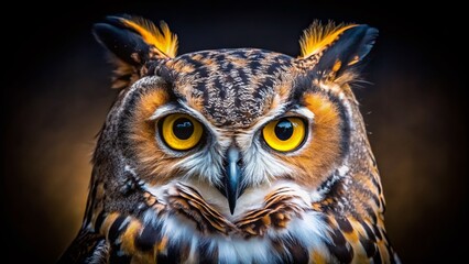 Obraz premium Majestic Owl Portrait: Close-Up Long Exposure Feather Detail