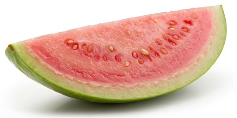Fresh guava slice on white background, juicy, fresh, sweet, natural