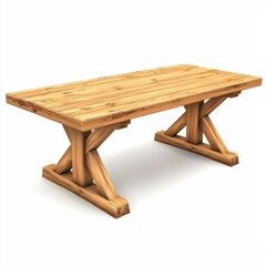 Classic rectangular wooden dining table isolated on white