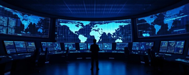 Global Monitoring Analyst reviews world data in command center