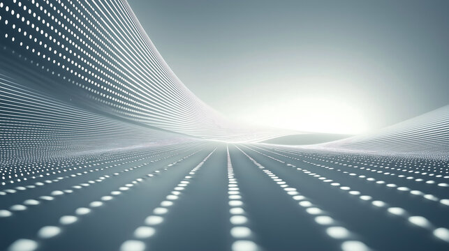 Futuristic Gridded Road with Light Streams

