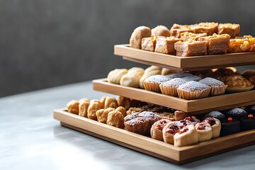 Deliciously Displayed Assorted Pastries and Sweets