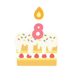 8歳　8周年　誕生日ケーキ　アニバーサリーケーキ　イラスト