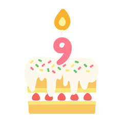 9歳　9周年　誕生日ケーキ　アニバーサリーケーキ　イラスト