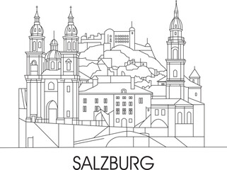 Salzburg City Line Draw Simple Minimalist