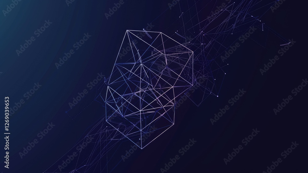 Poster abstract picture vibrant particle in geometric shape represent data flow. vivid flowing object with 