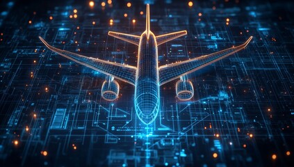 Digital Airplane Flight Path Circuit Board