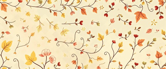 Autumn Leaves Pattern background, Cozy Fall Design