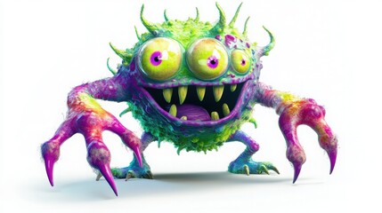 Fototapeta premium Whimsical Three-Eyed Monster with a Colorful and Spooky Expression