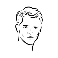 model man's head, vector sketch. Fashion illustration. man's Hair Style