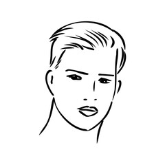 model man's head, vector sketch. Fashion illustration. man's Hair Style