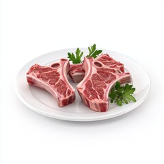 Lamb chops isolated on white