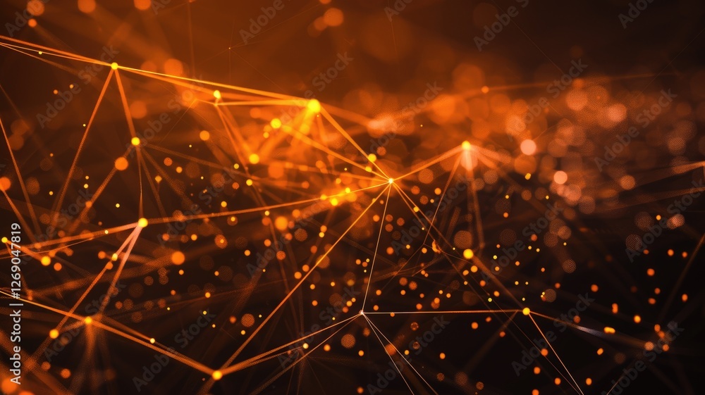 Poster a stunning abstract visualization featuring converging lines and glowing elements, representing conn