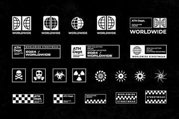 Futuristic streetwear cyberpunk interface element technology graphic vector design template