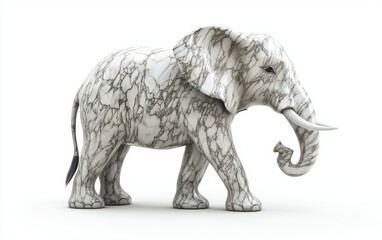Obraz premium Minimalist marble elephant statue isolated on white
