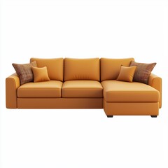 Fototapeta premium Sectional sofa with chaise lounge isolated on white