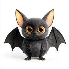 Snuggly plush bat with soft wings and big round eyes, isolated on white