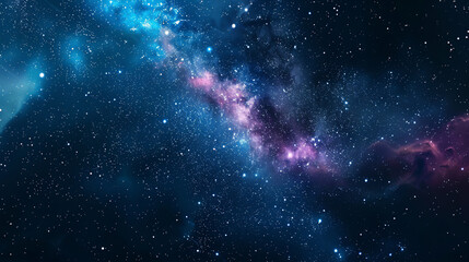 Abstract background portraying a night sky with stars, capturing a panorama view of the universe with the Milky Way galaxy against a dark sky.