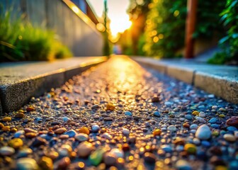Obraz premium Miniature Washed Concrete Texture: Tilt-Shift Photography of Exposed Aggregate Finish