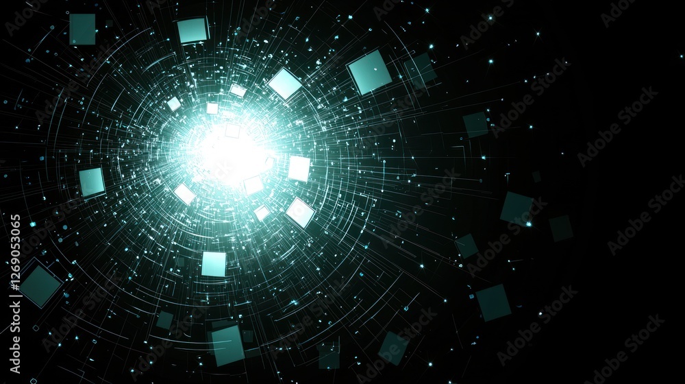 Poster exploring the depths of digital space and light patterns