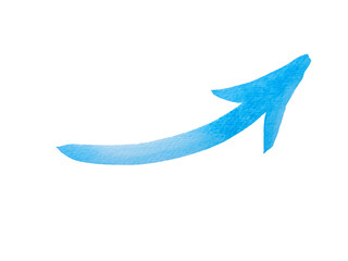 Blue arrows watercolor isolated on white background with clipping path. Design element diagram.