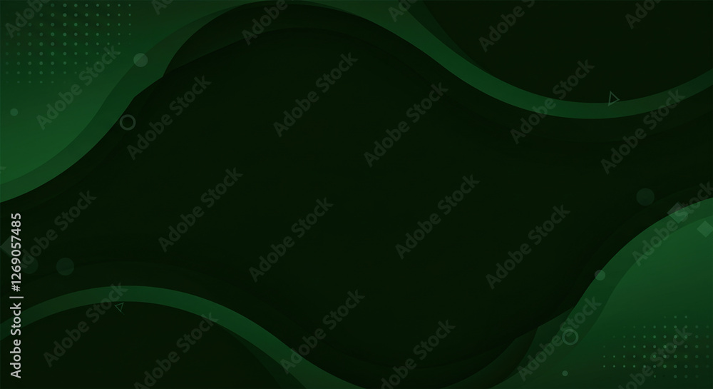 Poster modern simple dark green abstract background for wide banner with wave overlap layer. simple busines