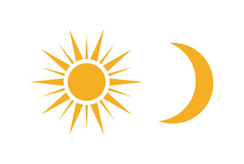 Sun and moon flat icon. Sign sun and moon. Vector logo for web design, mobile and infographics. Vector illustration eps10. Isolated on white background.