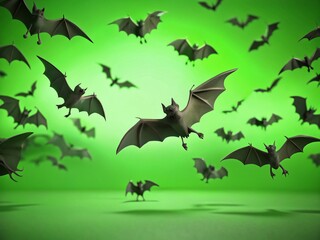 Fototapeta premium Minimalist Flying Bats 3D Animation Green Screen Transition