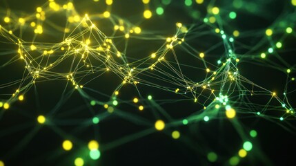 Abstract Digital Network with Glowing Lights