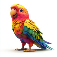 Fototapeta premium Tiny parrot with bright colorful feathers, isolated on white