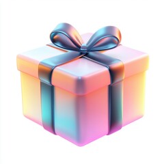 Tiny surprise box with a glowing effect, mystery gift, isolated on white