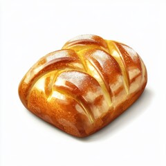 Fototapeta premium Traditional Easter bread with a golden crust and sugar glaze, isolated on white