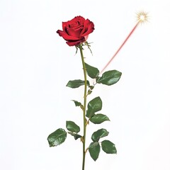 Naklejka premium Ethereal Pink Rose with Flaming Bloom - A Surreal Fusion of Nature and Light