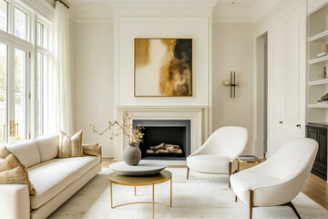 Fototapeta premium modern living room with frame on wall