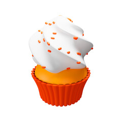 3d illustration cupcake with cream and colorful frosting sprinkles sweet dessert isolated on transparent background