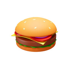 3d illustration cheeseburger on transparent background